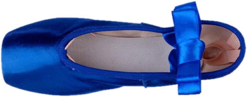 WENDYWUBallet Dance Shoes Colorful Blue Red White Black Pink Pointe Shoes with Toe Pads