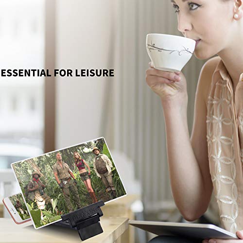 Cell Phone Screen Magnifier, 2 Pcs 12 inch Foldable Screen Amplifiers for Smart Phone, Enlarge Screens Stand Holder for Watching Movie, Video, Reading, and Playing Games (Pack of 2, Black & White)