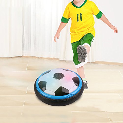 Game Toy for kids, Amazing Hover Ball with LED Lights & Foam Bumpers Football Toys for children Air Power Training Ball for Indoor or Outdoor with Parents Game Perfect for Kids gifts(Blue/Black)