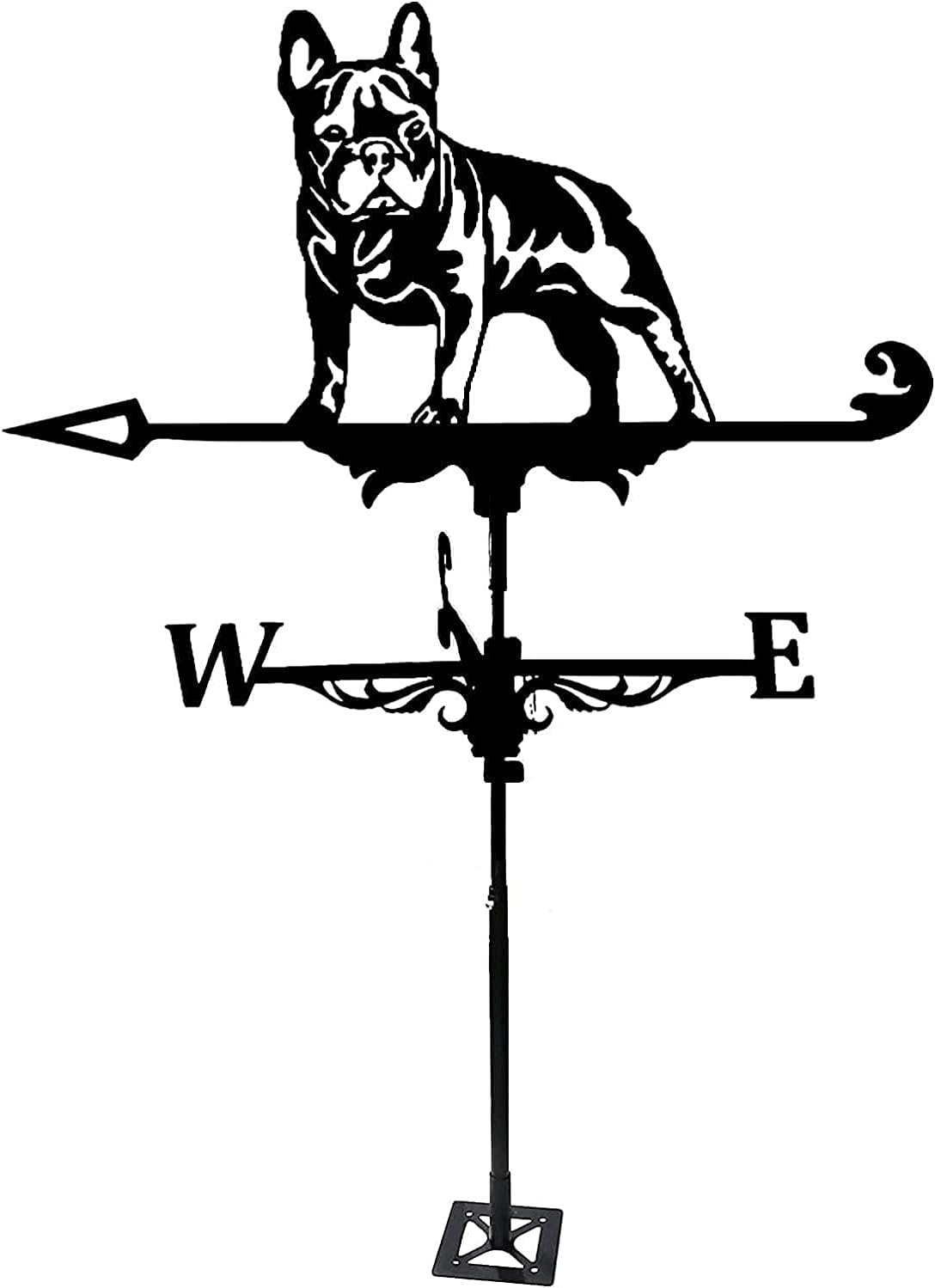 Weathervanes - SOLDZO Wind Vane Weathervane Weather Vane Retro French Bulldog Metal Weathervane Professional Measuring Tool Roof Mount Easy Use