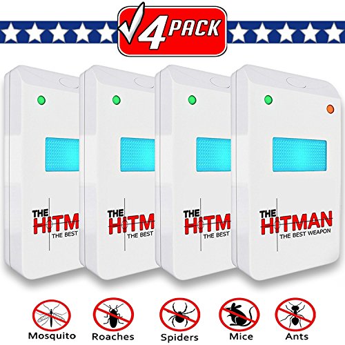 THE HITMANÂ® - Best Ultrasonic Pest Repeller - Eco Friendly Pest Repellent, Electronic Plug In Indoor Pest Control, Insects Cockroach Rodents Flies Roaches Ants Spiders Fleas Mice Bugs Rats Mosquitos