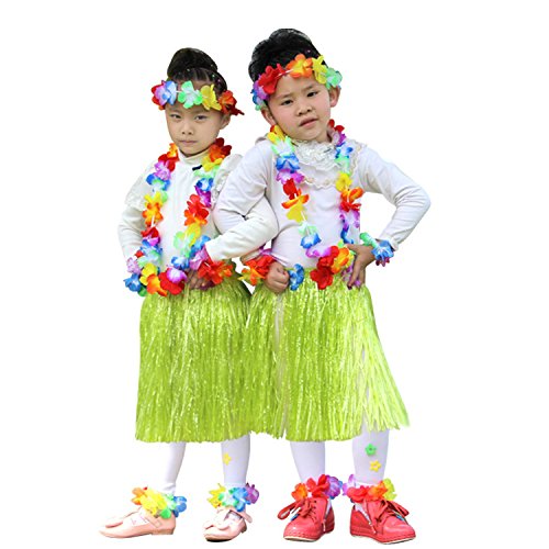 Neworkg 8 Pack Elastic Hawaiian Grass Hula Skirt?Dance Dresses luau Party Favors