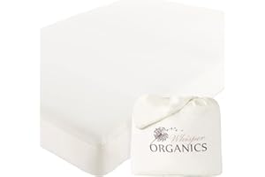 WHISPER ORGANICS Organic Crib Mattress Protector - 100% Waterproof Crib Mattress Protector Pad with Soft Quiet & Breathable Triple Layer Protection for Sensitive Skin - GOTS Certified & Machine Washable (52"x28"x9”)