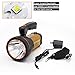 Anlook Super Bright Rechargeable LED Searchlight Tactical Flashlight Spotlight Handheld electric torch Including Battery Wall Charger USB output power supply (Golden)