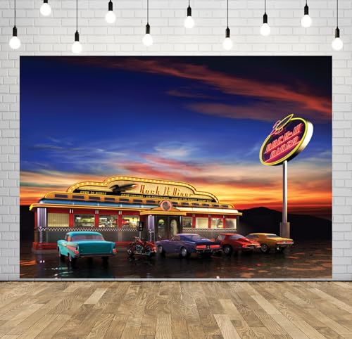 BELECO Retro American Diner Backdrop Banner