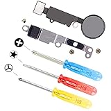 MMOBIEL Homebutton for iPhone 7 Plus (Black/ Jet Black) with flex cable Metal Bracket installed 3x screws incl 3x screwdriver