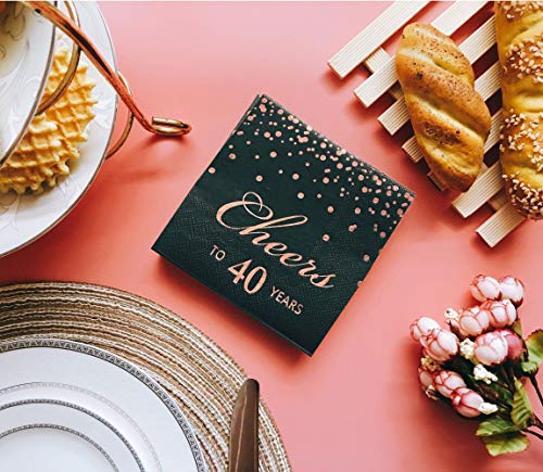 Rose-Gold-Foil-Cocktail-Napkins-with-Cheer-40-Years-Folded-5-x-5-Inches-Disposable-Party-Napkins-3-Ply-Paper-Beverage-Napkins-for-40th-Birthday-Decorations-Wedding-Anniversary-Retirement-Black