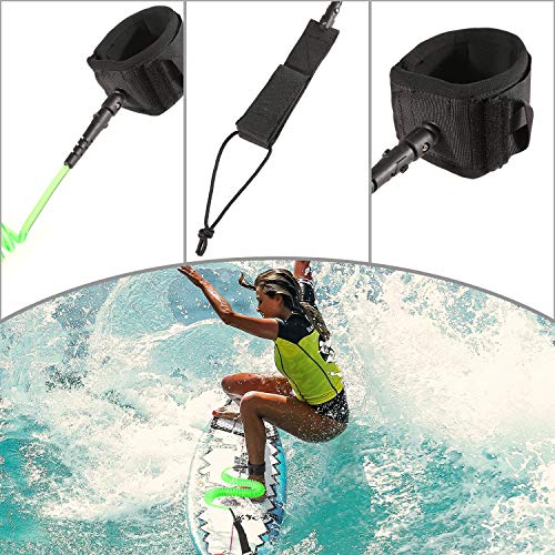 image for Zacro 10in Premium SUP Leash - Coiled Stand Up Paddle Board Surfboard 
