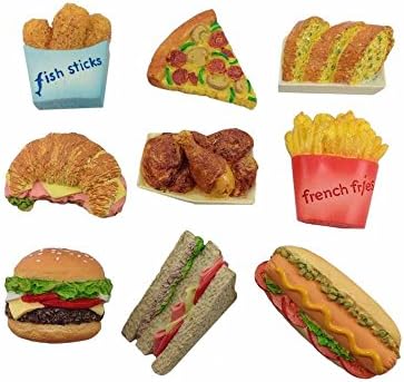 9pc Mix Fast Food Yummy Hamburger Pizza Sandwich Hamburger French Fries Toy Magnet Resin 3d Fridge Magnet Decorate