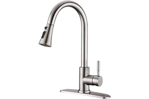 UCMDA Kitchen Faucet with Pull Down Sprayer - Swivel High Arc Single Handle Kitchen Sink Faucet, Brushed Nickel Finish Faucet