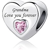 TGLS Pink Crystal Heart Love Charm for Dad Mom Daughter Sister Auntie Wife Grandma Friends Compatible With Pandora Charms Bracelets