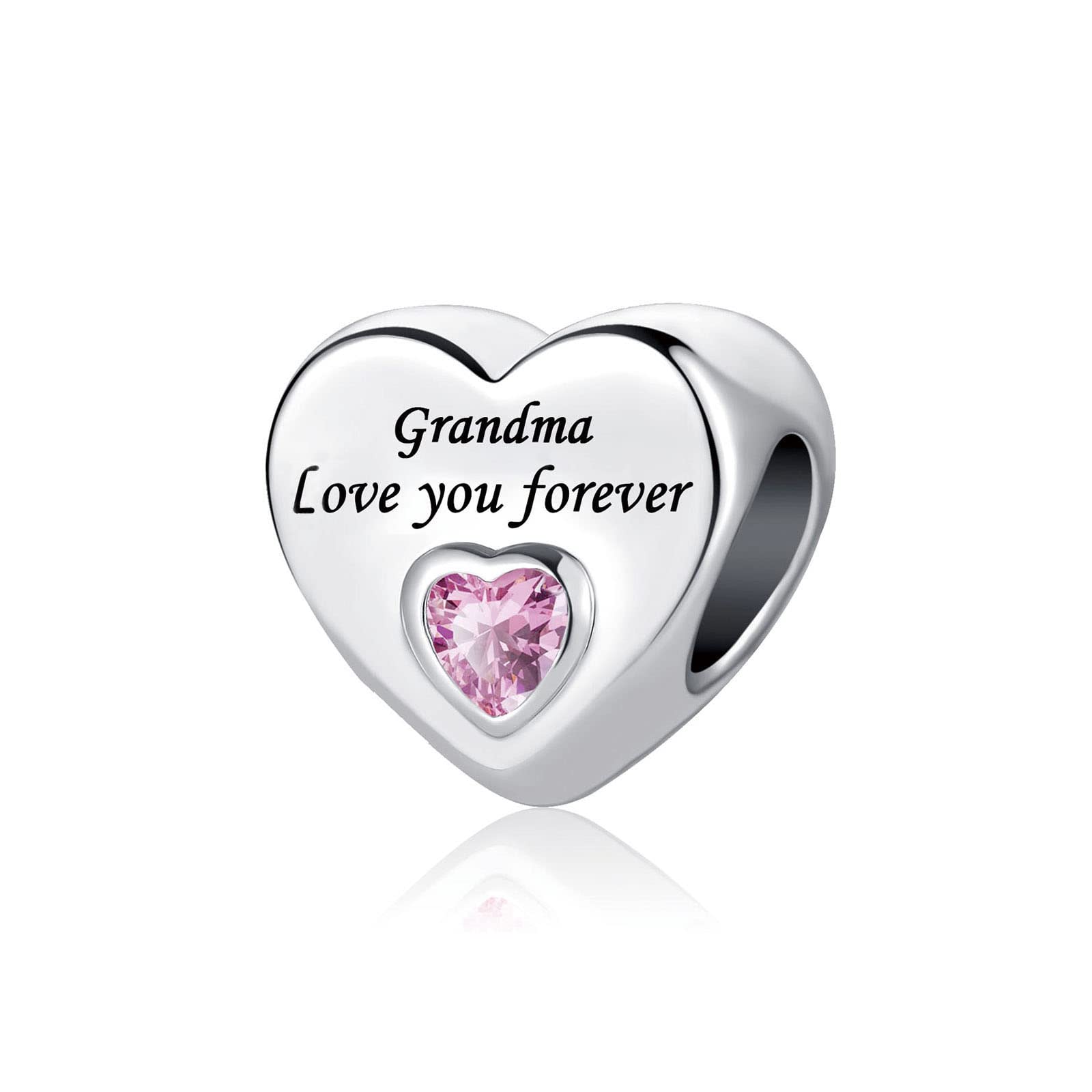 Grandma Love You Forever Pink Heart Charm fits Pandora Bracelets Birthday Jewellery Charms Beads Gift for Women Granddaughter from Grandmother