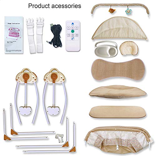 WBPINE Baby Cradle Swing, Automatic Baby Bassinets Swing Crib for Baby Boy and Girls with Music (Brown)