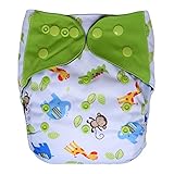 EcoAble Baby Charcoal Bamboo All-In-One AIO Cloth Diaper w/ Pocket, Size 10-35Lb (Safari)