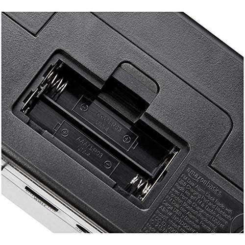 Amazon Basics Digital Alarm Clock with FM Radio, USB Charging Port and