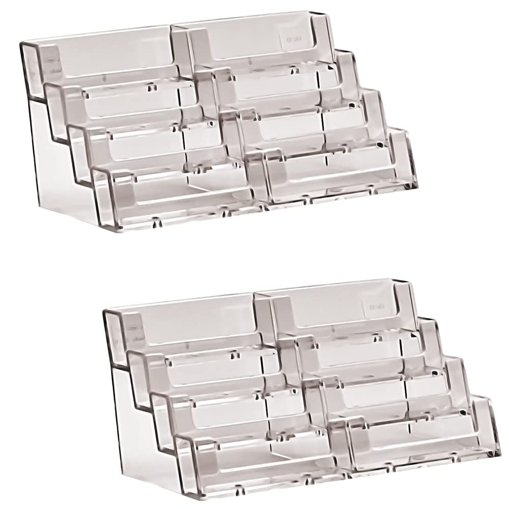 2 X Landscape Free standing 4 Tier, 8 pocket Business Card Holders Business Card Stands Acrylic Card Display Desk Stand Holder for Businessman, Home & Office Use, Large Capacity Pack Of 2pcs — image 1
