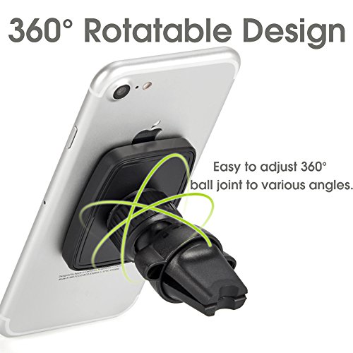iKross Magnetic Air Vent Clip on Car Mount Smartphone Stand Holder Cradle Feature 6 Powerful Magnet - Black
