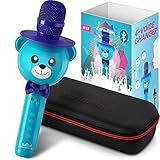 Wireless Karaoke Microphone for Kids – Bluetooth Mic Great for Solo Singing, KTV Parties, Magic Boys & Girls Christmas or Birthday Gifts – Portable Karaoke Machine for Kids Pop [Blue] by KaraoKing