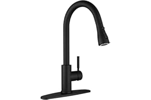 WEWE Black Kitchen Sink Faucets: Water Faucet with Pull Down Sprayer Stainless Steel Single Handle 1 Or 3 Hole for Farmhouse Commercial Camper Laundry Rv Bar