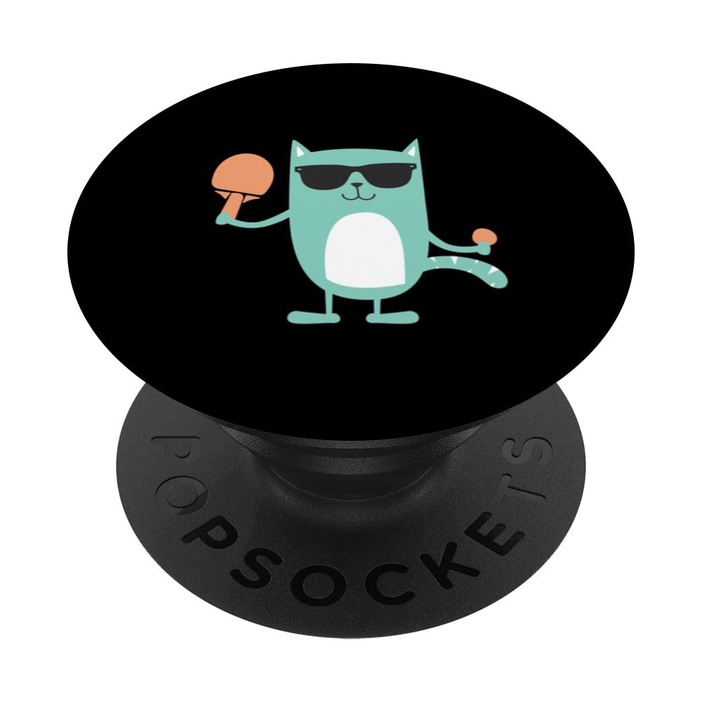 Cat Ping Pong Player - Paddle Game Sports Tournament Lover PopSockets Swappable PopGrip
