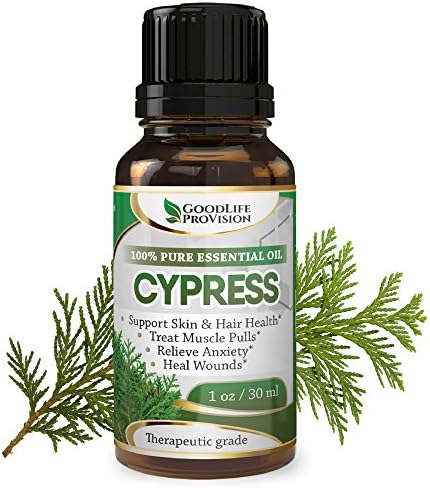 Cypress Oil - 100% Pure & Natural, Undiluted and Unfiltered, GMO Free, Premium Quality 1Oz / Support Skin & Hair Health, Relieve Muscle Pain, Stress & Anxiety
