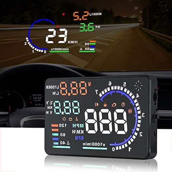Amazon Com A8 Hud Head Up Display Speedometer For Car With Obdii Euobd 5 5 Inch Universal Digital Speedometer Over Speed Alarm Kmh Mph Windshield Projector With Film Industrial Scientific