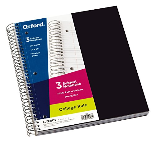 3 Subject Notebook, Wirebound, 11" x 9", Assorted Covers (No Color Choice), 150 Sheets, College Ruled, Perforated, Poly Cover (10586)