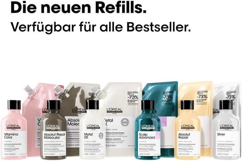 L'Oréal Professionnel Reparierendes Haarshampoo für strapaziertes und trockenes Haar, Mit Quinoa, Serie Expert, Absolut Repair Shampoo zum Nachfüllen, Refill, 500ml