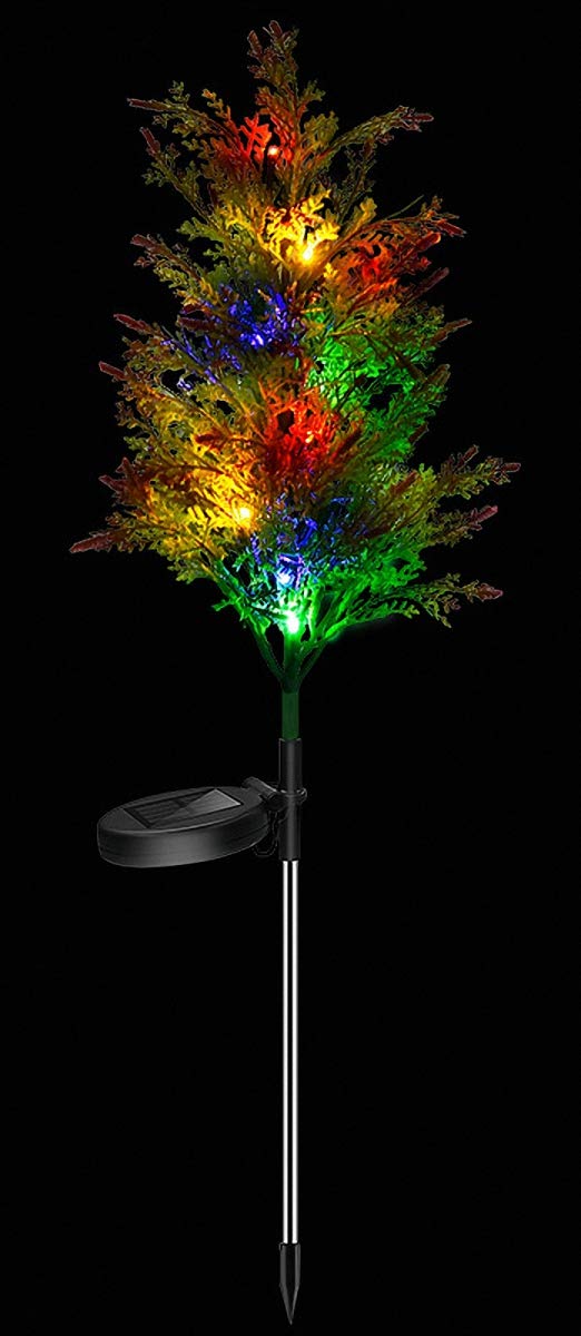 Outdoor Garden Solar Lights Multi-Color Changing LED Flower Stake Light Landscape Decorative Lawn Yard Lamp for Garden Patio Backyard (Cypress)