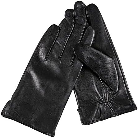 Magelier Luxurious Men's Touch Screen Tech Texting Driving Genuine Nappa Leather Gloves Thermal Warm Fleece Cashmere Lining,Black,Simple Style