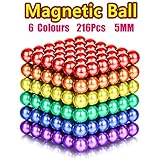 6 Colors 216 Pcs 5MM Magnets DIY Toys Magnetic Fidget Blocks Building Blocks for Development of Intelligence Learning and Stress Relief Gift for Adults or Kids