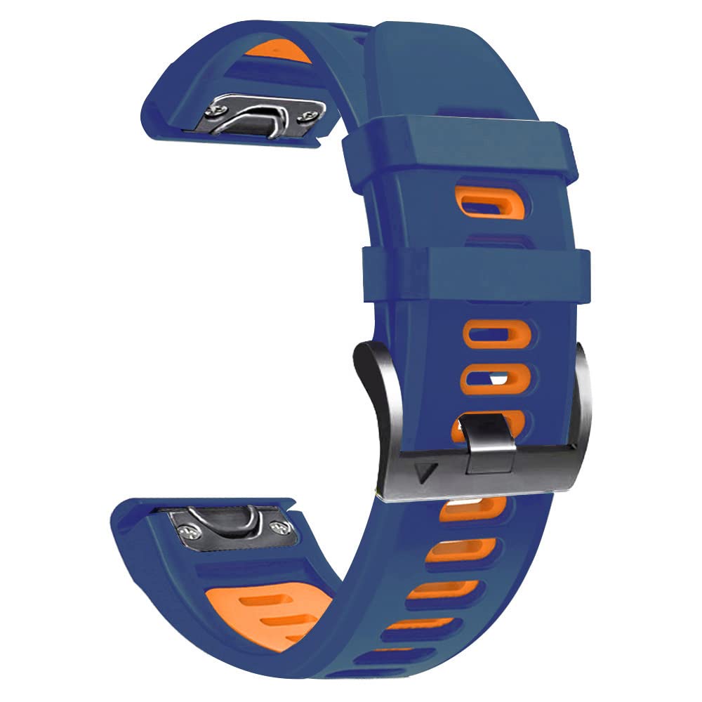 Fleshy Leaf 22mm Bracelet Strap Compatible for Garmin Fenix 7,Fenix 6,Fenix 6 Pro,Fenix 5,Fenix 5 Plus,Approach S60 S62,Forerunner 935 945,Quick Release Strap Wristband (Midnight blue-orange)