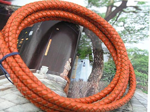 2 Yards 6.0mm Orange Color Soft Braided Bolo Real Leather Cord