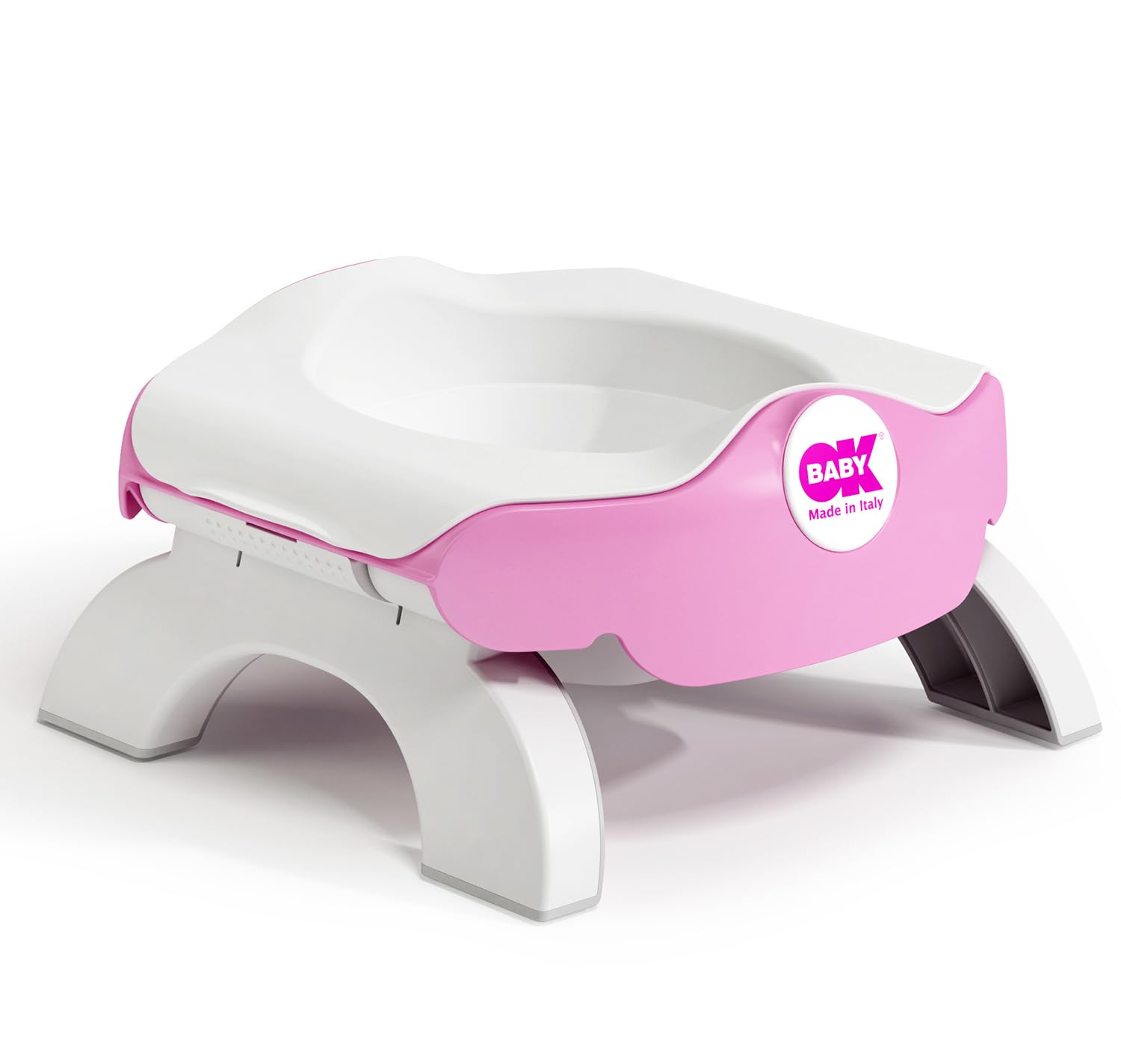 OKBaby Roady 3-in-1 Potty, Travel Potty and Toilet Training Seat, White/Pink