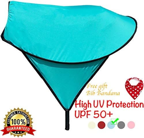 Sun Shade for Baby Strollers and Car Seats Canopy | Full UV Protection UPF 50+ | Adjustable and Easy To Install | Compatible on Both Strollers and Car Seats | FREE BONUS - Bib Bandana (blue)