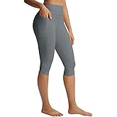 baleaf Women's Capri Leggings with Pockets High Waisted Yoga Capris Pants Tummy Control Workout Casual