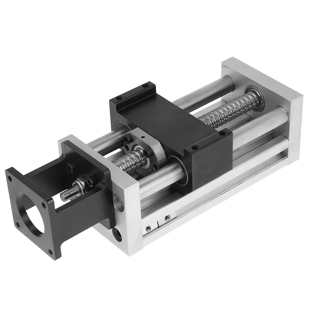 Ball Screw Slide Guide 100mm/3.9inch,Manual Metal Ball Screw Linear Guide Rail Slide Stage Actuator,Linear Rail Guide Table CNC Lathes Mills Sliding Rail,with 57 Step Motor