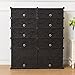 UNICOO - Multi Use DIY Plastic 10 Cube Shoe Rack,Organizer, Bookcase, Shoes Cabinet (2×5 Black with Black Doors)