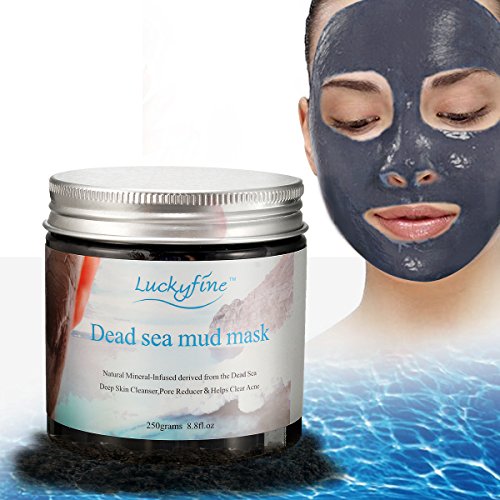LuckyFine Dead Sea Mask Deep Skin Cleanser Pore Reducer Help Clean Acne with Spoon and Manual Inside