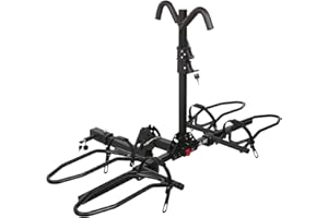 MEEVIZ Bike Rack Hitch with Lock, Platform 2-Bike Rack for Car SUV RV Camper Truck Trailer, Hitch Bike Rack for Fat Tire, Mountain Bikes, EBikes and EMTB, 180 lbs Capacity Bike Carrier for 2" Receiver