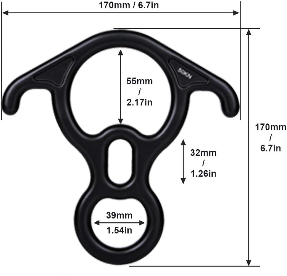AOKWIT 50KN Rescue Figure, 8 Descender Large Bent-Ear Belaying and Rappelling Gear Belay Device Climbing for Rock Climbing Peak Rescue 7075 Aluminum Alloy (Black) : Sports & Outdoors