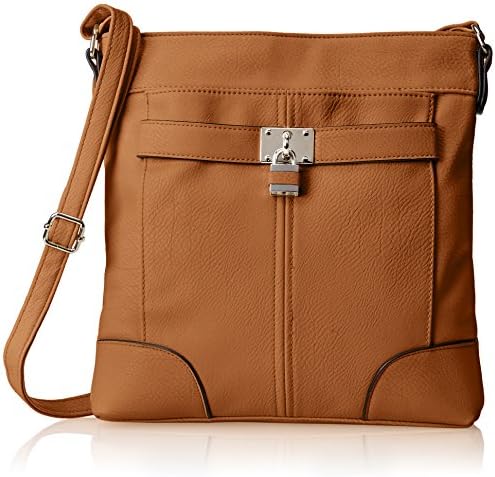 DEL MANO Women's Over Size Cross Body with Lock Hardware