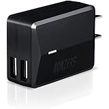 NONZERS Dual USB Wall Charger - Ultra Portable,Fast Charge,Universal Compatibility,Smart IC Technology,LED Power Indicator,Foldable Plug - Travel Wall Charger for Apple Android Devices＆Tablets(Black)