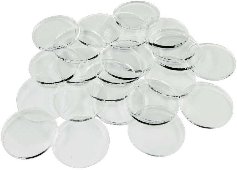 LITKO 25mm Clear Circular Miniature Bases, 1.5mm Thick (25), Multicolor