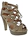Top Moda Table 8 Peep Toe High Heel Lace up Strappy Pumps
