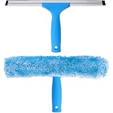 MR.SIGA Professional Window Squeegee &amp; Microfiber Window Scrubber, 14 inch | 2 in 1 squeegee window cleaner tool