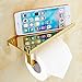 AUSWIND Antique Gold Polished Toilet Paper Holder with Phone Display Holder Cover Stainless Steel Wall Mounted Bathroom Accessory (Gold)
