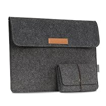 MoKo 13.5-Inch Sleeve Bag for Surface Book(2015 / 2016), Felt Protective Ultrabook Carrying Case Cover, with Small Felt Bag, Built in Flannel Interior & Two Back Pockets - Dark Gray