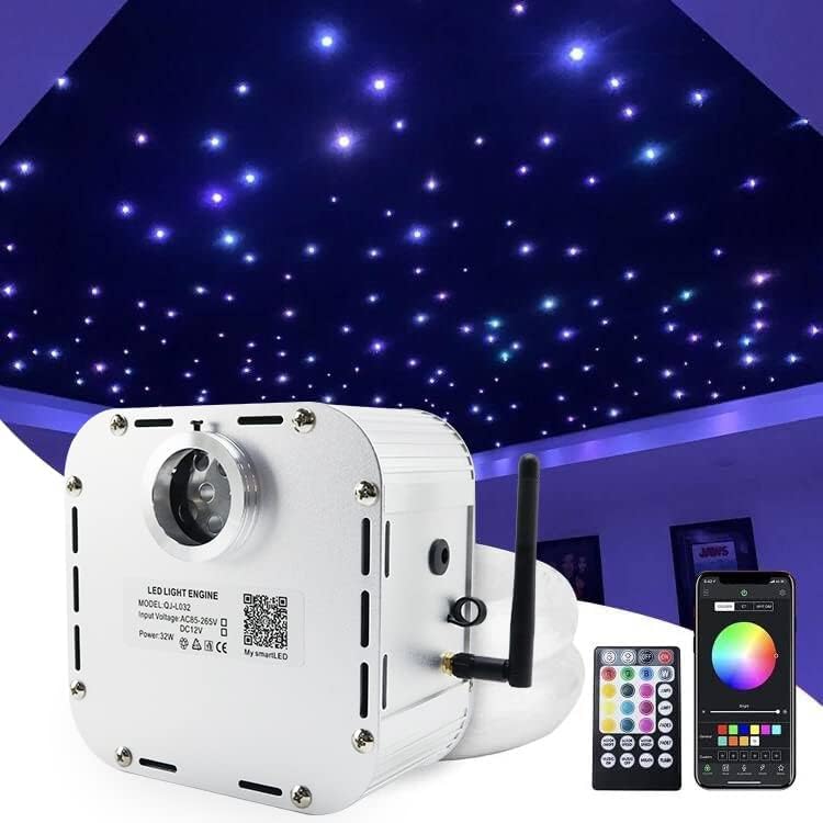Callsky High Brightness 32W Twinkle 800pcs Fiber Optic Starlight Headliner Kit 0.03in 9.8ft+13.1ft Fiber Strands RGBW Sound Activated APP Remote Control for Car Headliner/Home/Ceiling Decoration