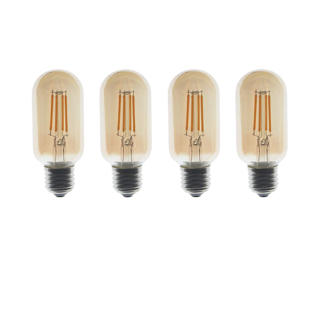 ZFQ Vintage Edison LED Filament Bulb T45 4W Decorative Bulb E27 Screw Base, Gold Tinted Glass, 2700K Warm White, Equivalent 40W Tungsten Filament Bulb, AC 220-240V, Non-dimmable, 4 Pack